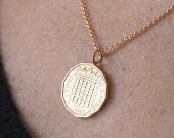 1953/1954 Coin Necklace - 70th Birthday Gift - Real Coin Pendant with Elizabeth II Coin & Gold Chain