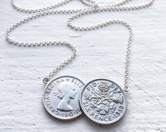 Double Sixpence Necklace - Etsy