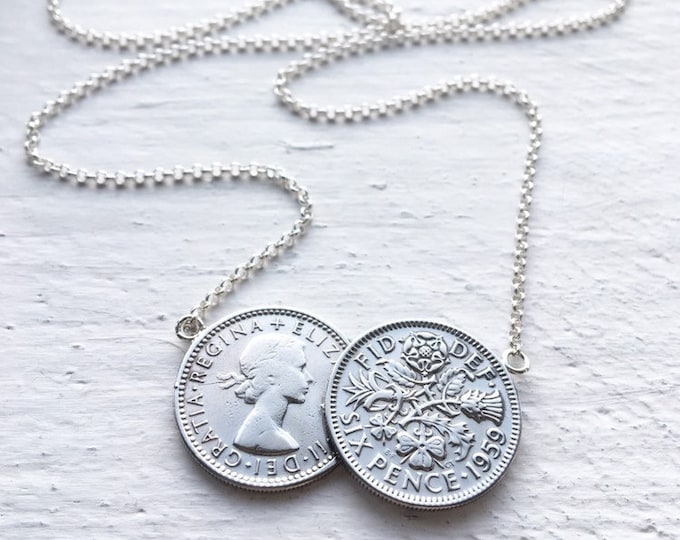 Silver Double Coin Necklace Layered Necklace Set of Two Etsy