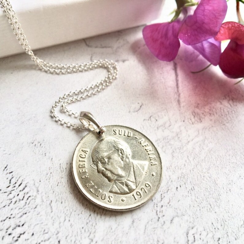 Silver South African Coin Necklace Sterling Silver Jewelry Etsy