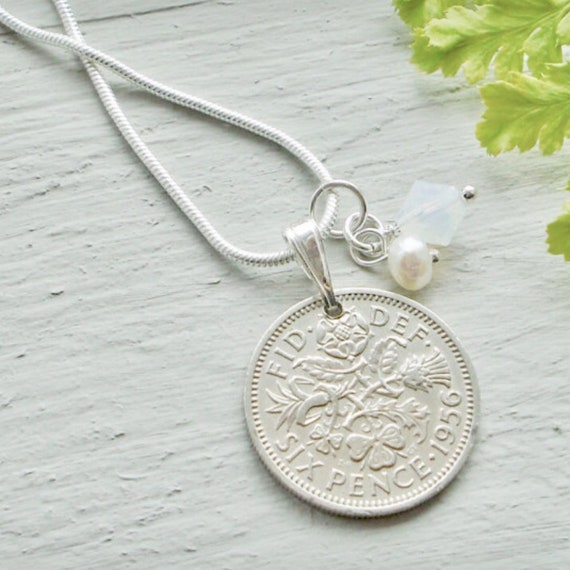 Lucky Sixpence Bracelet Coin Jewelry Wedding Anniversary Gift for Mother 1953-1967 Silver Coin Charm Wife