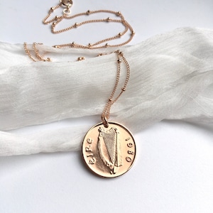 Irish Coin Necklace, Rose Gold Gift for Women, Irish Anniversary for Best Friend, Sister or Wife image 1