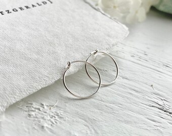 Sterling Silver Hoop Pearl Earrings, Simple Minimalist Pearl Earrings for Women, Small Gifts for Her, Wedding Earrings