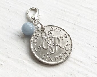 Something Blue, Lucky Sixpence Bouquet Charm, Bridal Gift, Bride to Be Gift, Ideas for Garter, Bouquet, Bracelet, Buttonhole