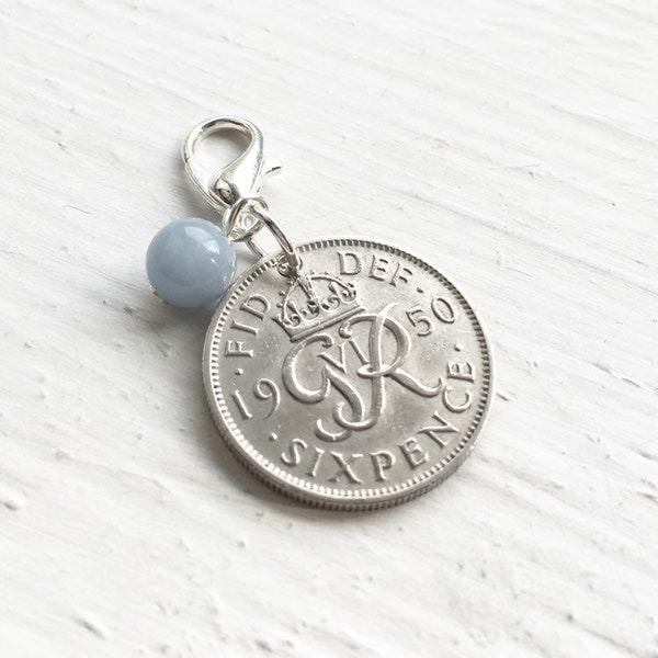 Something Blue, Lucky Sixpence Bouquet Charm, Bridal Gift, Bride to Be Gift, Ideas for Garter, Bouquet, Bracelet, Buttonhole