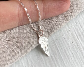Sterling Silver Angel Bird Feather Wing Necklace for Stacking or Layering