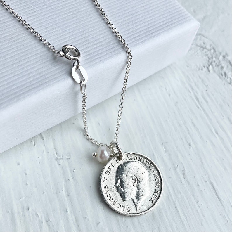 Solid Silver Sixpence Necklace, Silver Anniversary Gift, 21st Birthday, Christening Necklace, Silver Coin Jewellery image 2