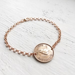 Bracelet pièce de monnaie Penny Farthing, cadeau pour femme, cadeau meilleure amie, bracelet pièce de monnaie bohème, troglodyte, idées d'anniversaire, cadeau maman image 1