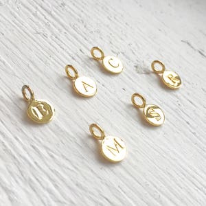 Gold Letter Initial Charm Gold Disc Charm, Alphabet Charm, Personalized Gold Stamp for Necklace or Bracelet