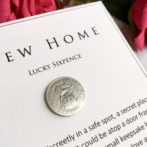 New Home Gift, First Home, House Warming, New Pad Lucky Coin, Gift for Home, Lucky Charm, Moving in Gift, Moving House, Old Sixpence image 3