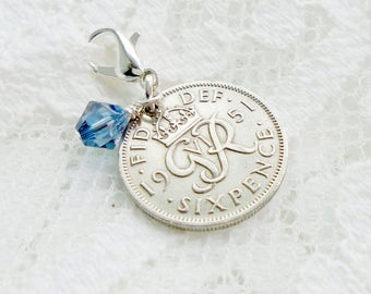 Sixpence For Shoe Bouquet or Garter Charm, Bridal Clip for Wedding Day, Sterling Silver Bridal Shower Gift