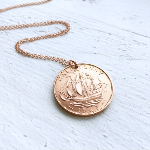 1967 Half Penny Necklace Coin Jewelry 