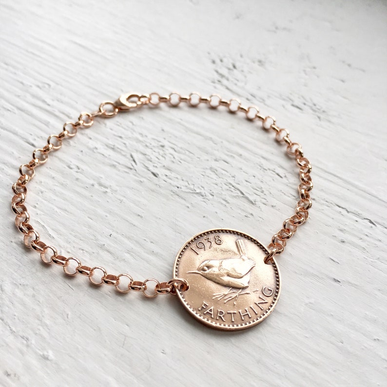 Bracelet pièce de monnaie Penny Farthing, cadeau pour femme, cadeau meilleure amie, bracelet pièce de monnaie bohème, troglodyte, idées d'anniversaire, cadeau maman image 3