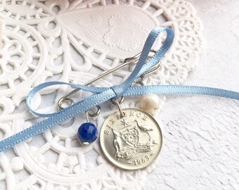Australian Something Old, New, Borrowed & Blue Wedding Charm, Sixpence Bridal Garter Gift, Bouquet Charm Boutonniere for Wedding Day