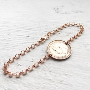 Bracelet pièce de monnaie Penny Farthing, cadeau pour femme, cadeau meilleure amie, bracelet pièce de monnaie bohème, troglodyte, idées d'anniversaire, cadeau maman image 2