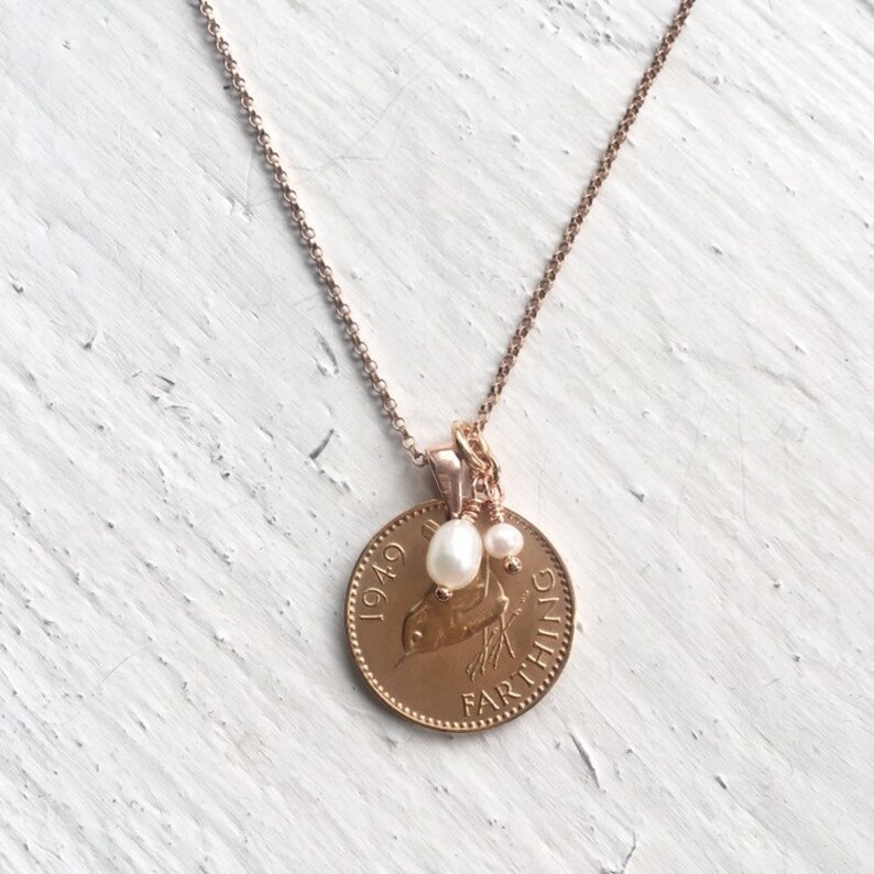 Download Jenny Wren Farthing Coin Necklace with Pearl Charm Bird ...