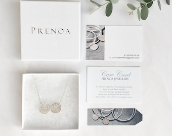Emballage cadeau amélioré pour Prenoa : boîte-cadeau blanche de marque argentée, boîte à bijoux, service d'emballage personnalisé