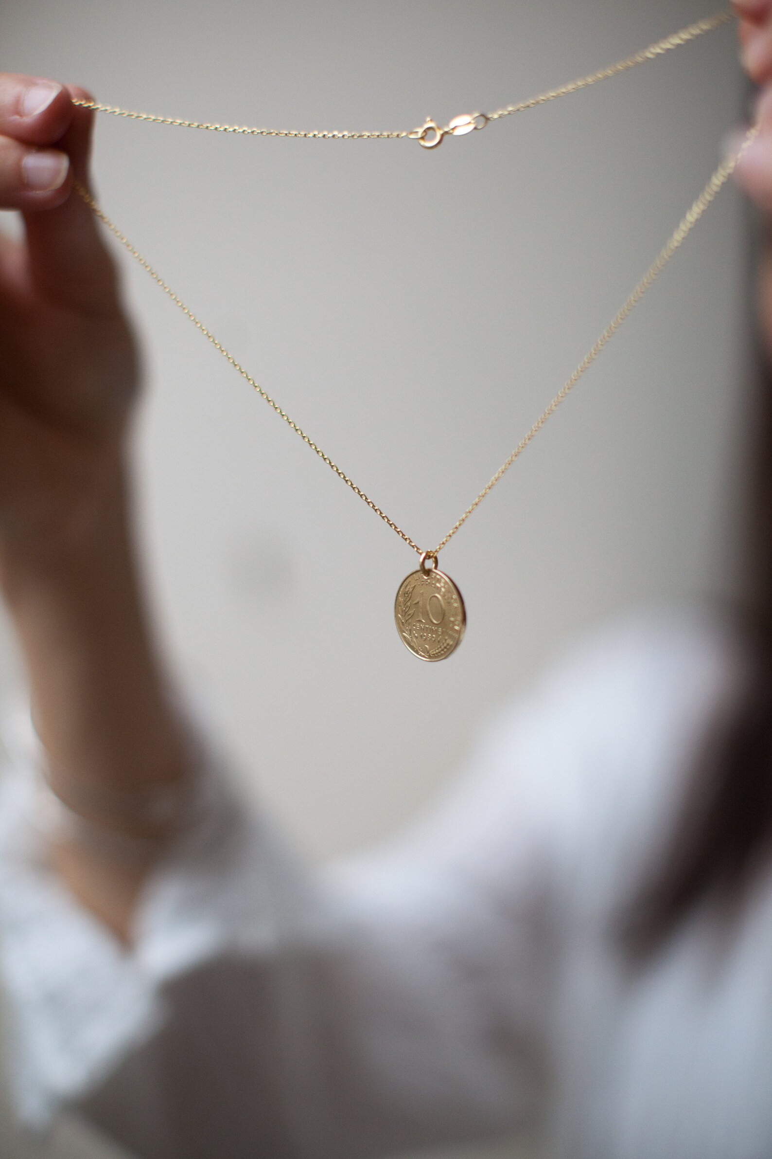Italian Gold Coin Necklace for Women or Men Oak Leaf Tree Etsy