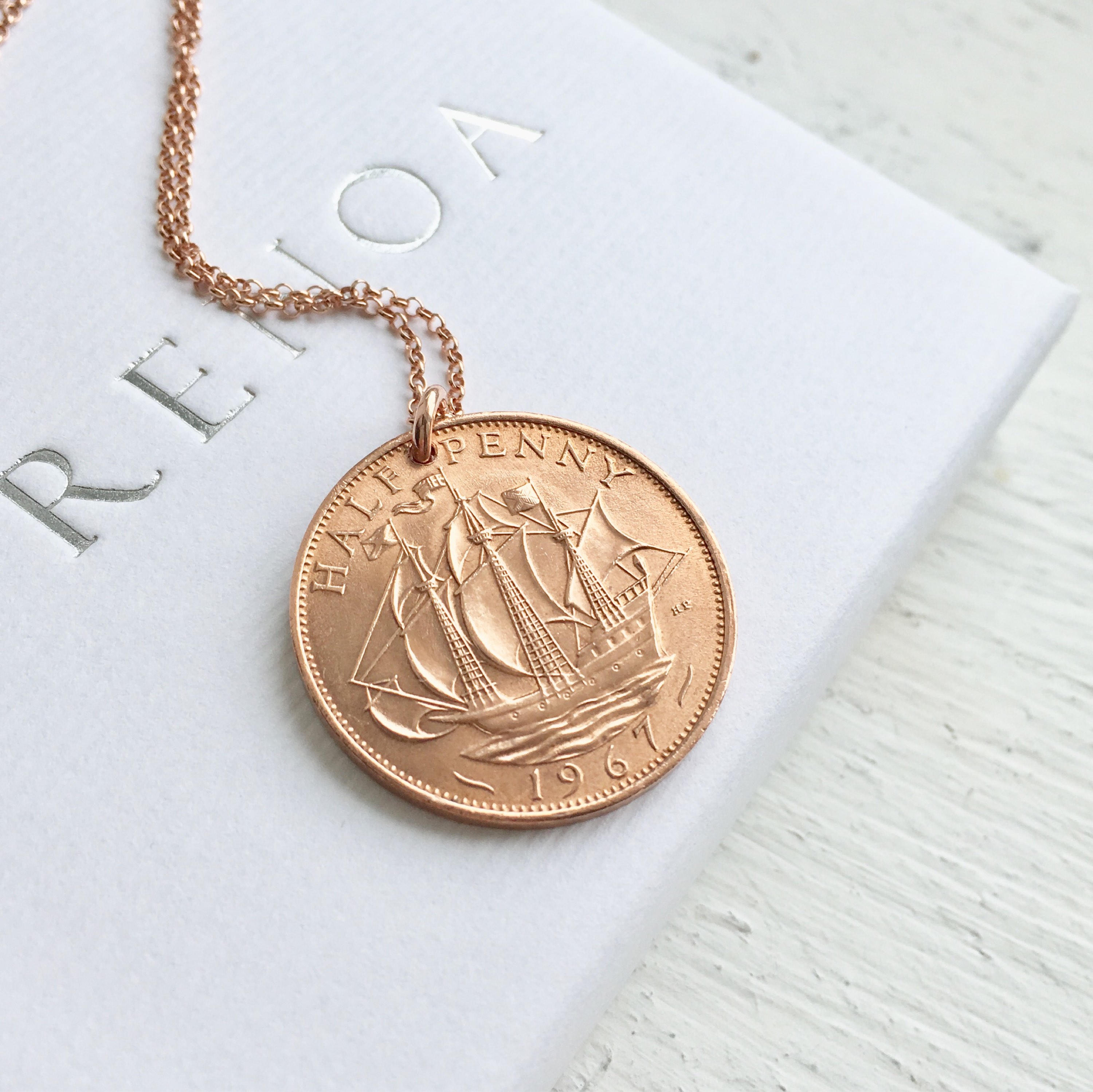 Half penny hotsell necklace