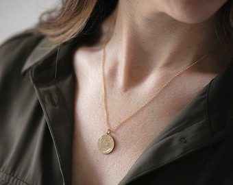 40th Birthday 1983 French Coin Necklace, 40th Birthday Jewellery, Solid Gold Chain Necklace, Gift for Mum, Sister, Wife