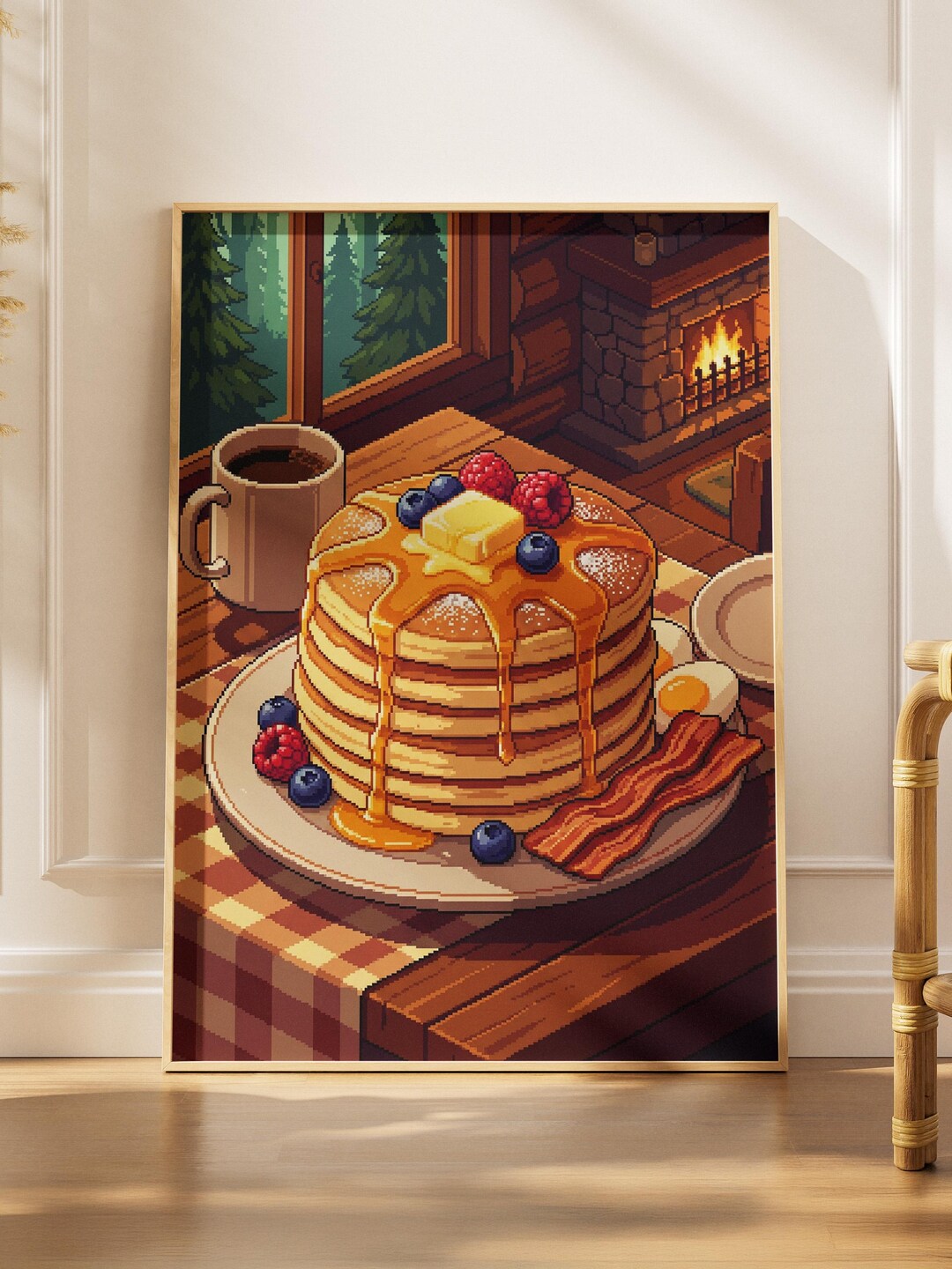 Pancakes Pixel Art Poster – Retro 8-bit Food Print - Etsy UK