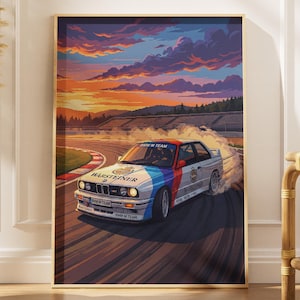 Póster BMW Pixel Art: Impresión retro de coche clásico de 8 bits