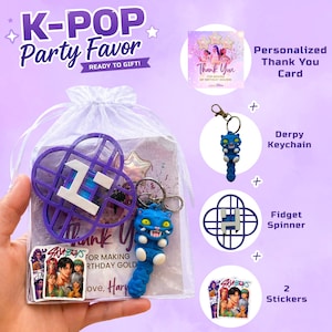 Personalized K-Pop Party Favor Bag – Fidget Spinner, Keychain, Stickers