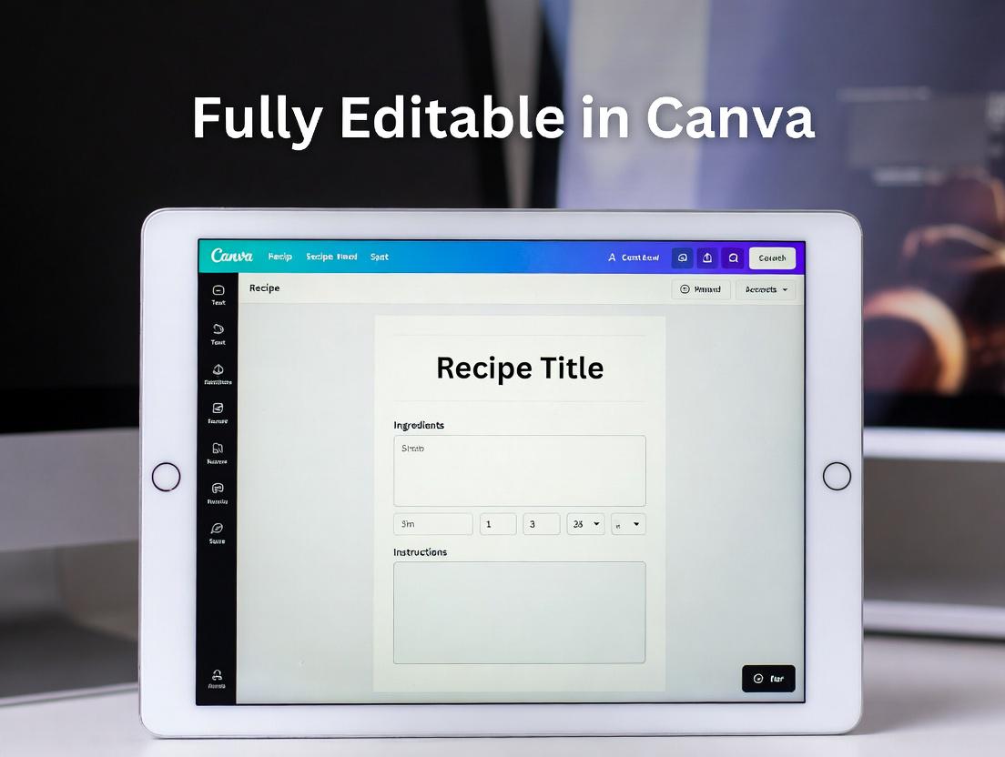Editable Recipe Book Template – Fillable PDF Cookbook Organizer ...