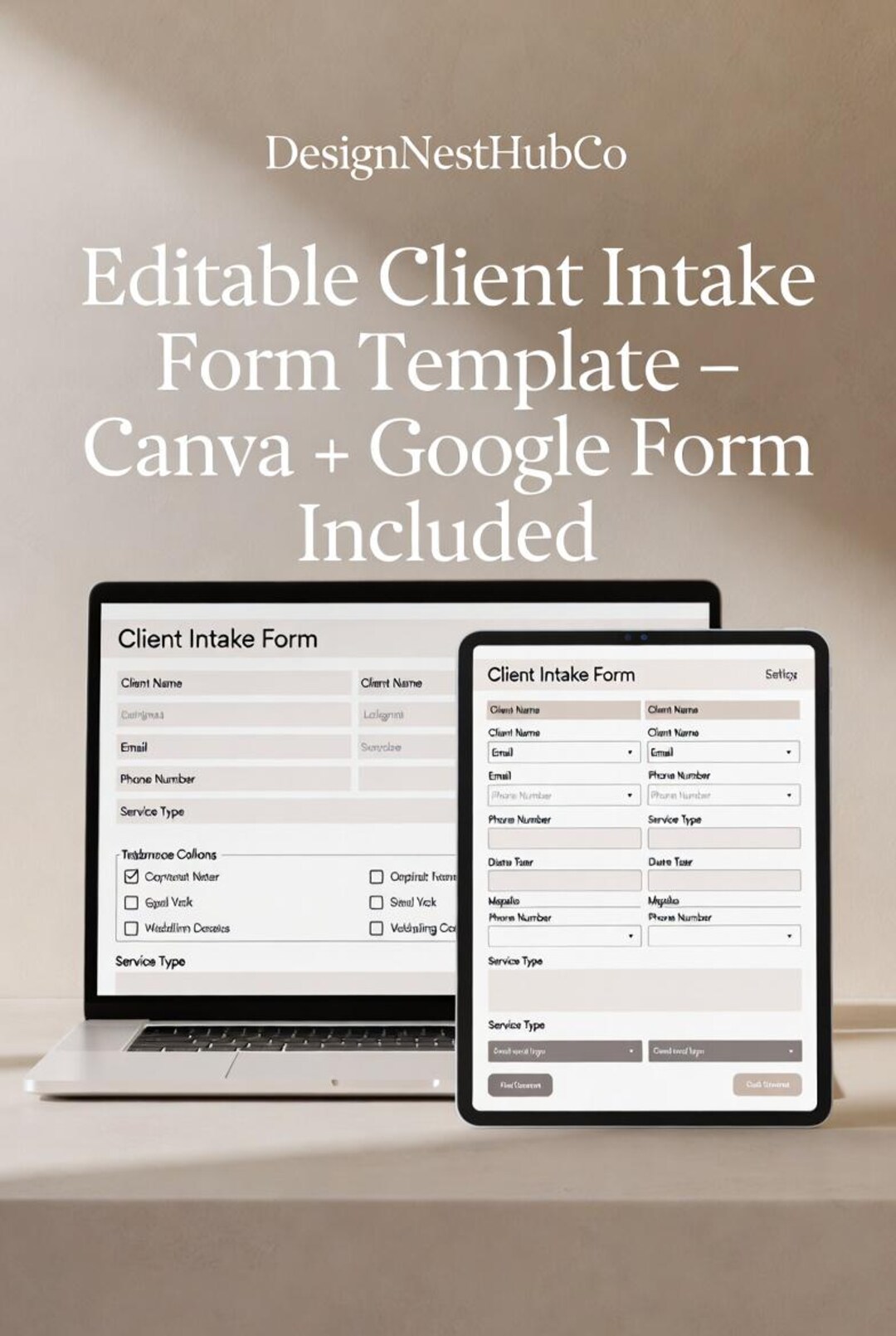 Client Intake Form Template Canva Editable, Google Form Link Included ...
