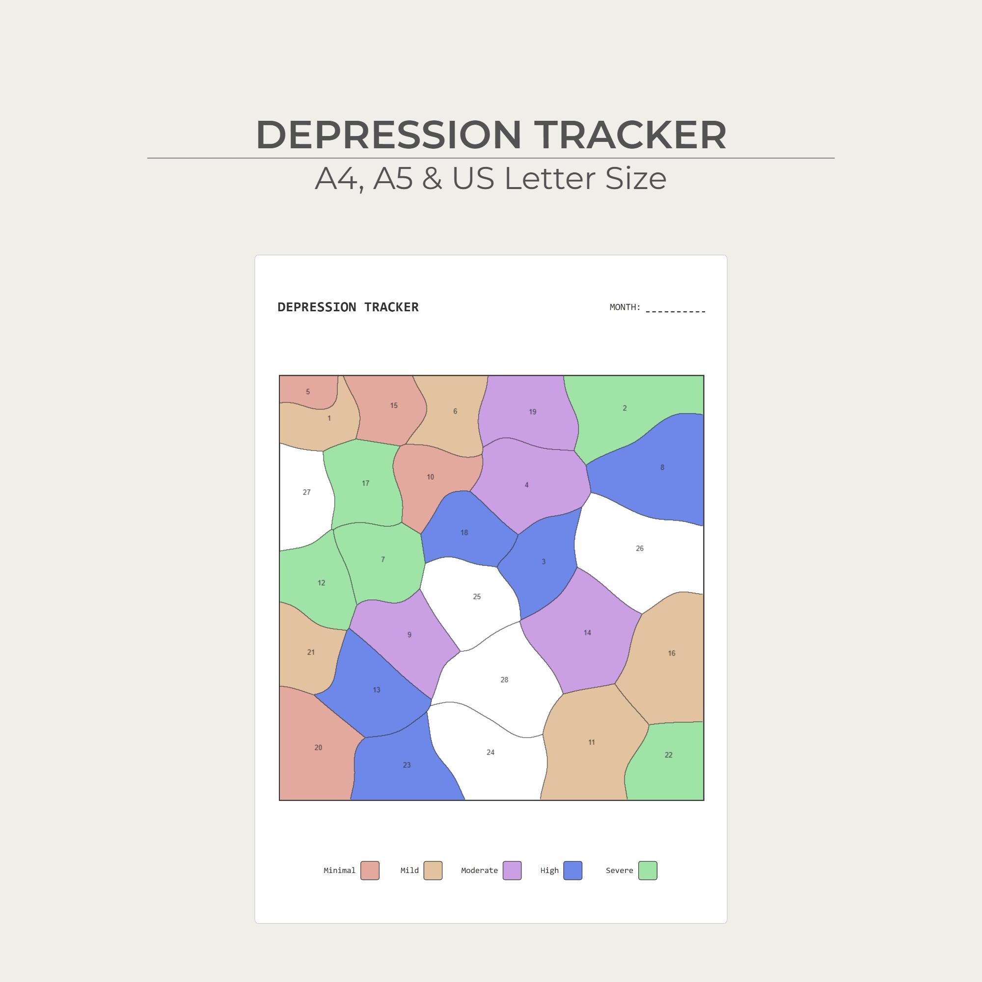 Depression Tracker Printable: Abstract Pattern | Bullet Journal Mental ...