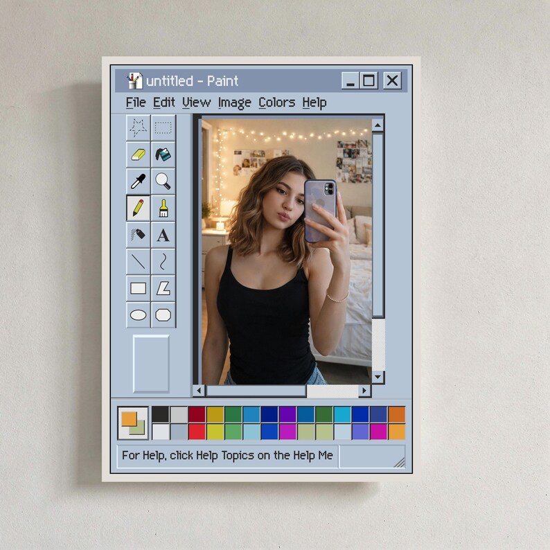 Lustro Ms Paint, Lustro inspirowane farbami w stylu retro, Lustro Paint, Prezent dla projektantów, Nostalgiczna estetyka, Ręcznie robione lustro pikselowe zdjęcie 2