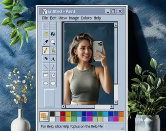 Lustro Ms Paint, Lustro inspirowane farbami w stylu retro, Lustro Paint, Prezent dla projektantów, Nostalgiczna estetyka, Ręcznie robione lustro pikselowe