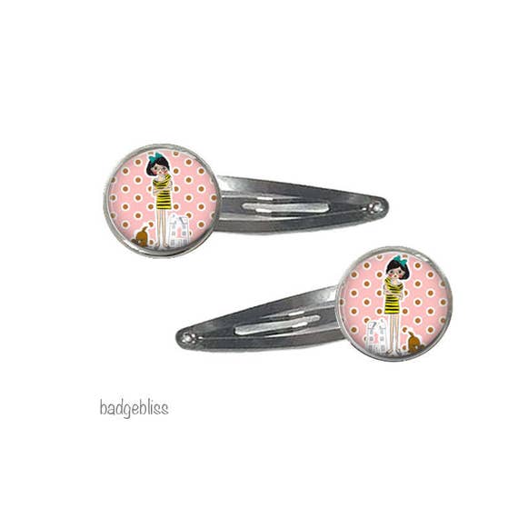 Pink girls snap hairclips Il_570xn