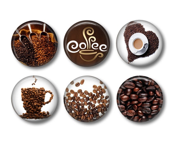 Coffee pinback button badges or fridge magnets Il_570xn