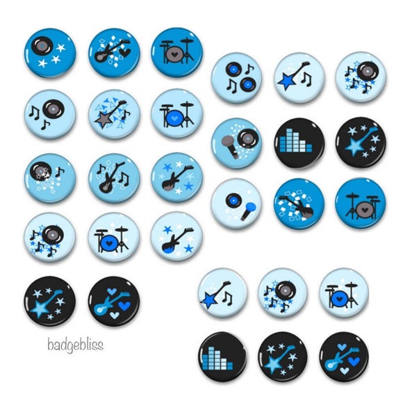 Rock and Roll party button badges bulk pack Il_570xn