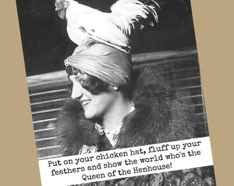 Put On Your Chicken Hat Printable Card, Encouragement For Friend, Digital Download