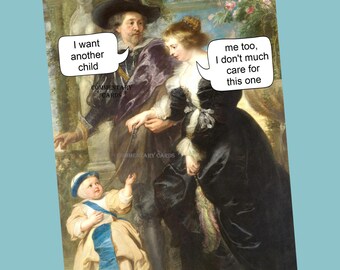 Parenting Humor Card: Vintage Painting, Funny Quote (Digital Download)