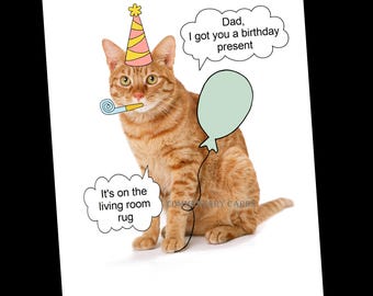 Cat Dad Printable Birthday Card, PDF Download, Cat Humor