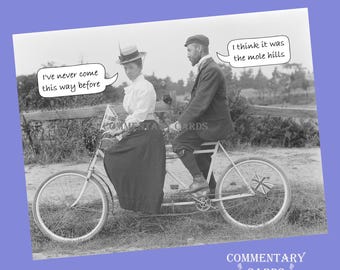 Funny Couples Printable Card, Bicycle Lovers, Digital Download