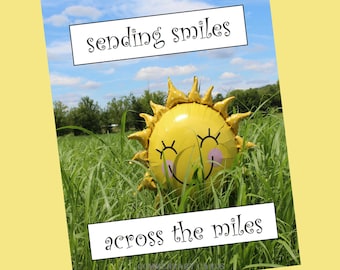 Printable Card Sending Smiles Across The Miles, Hello Sunshine, PDF Download