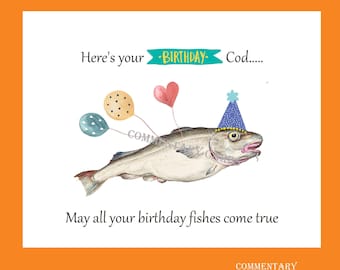 Here's Your Birthday Cod Printable Card, PDF Download