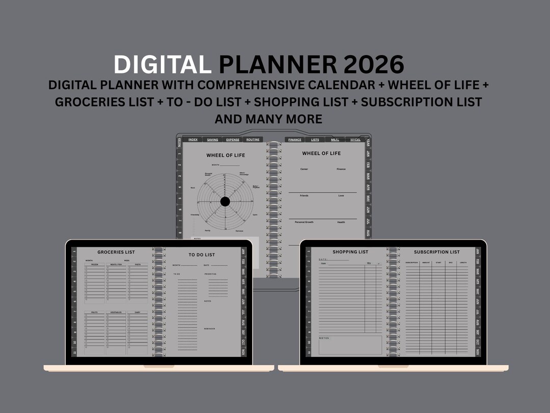 2026 Digital Planner by Onyxplanners | Monthly Weekly Budget Meal Finance Habit Sleep Tracker ...