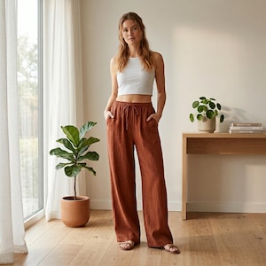Boho broek met wijde pijpen dames | Casual lounge-outfit 2026 | Losse zomerse palazzo-broek