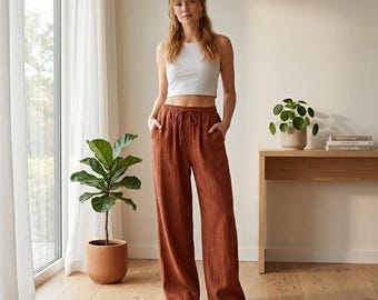 Pantalon large bohème femme | Ensemble lounge décontracté 2026 | Pantalon Palazzo d'été ample