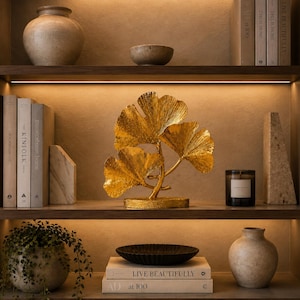 Gold Ginkgo Leaf Sculpture | Luxury Modern Table Accent (35*25 cm)