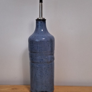 Oil Decanter, EVOO dispenser, soap bottle, vinaigrette. Blue Lava