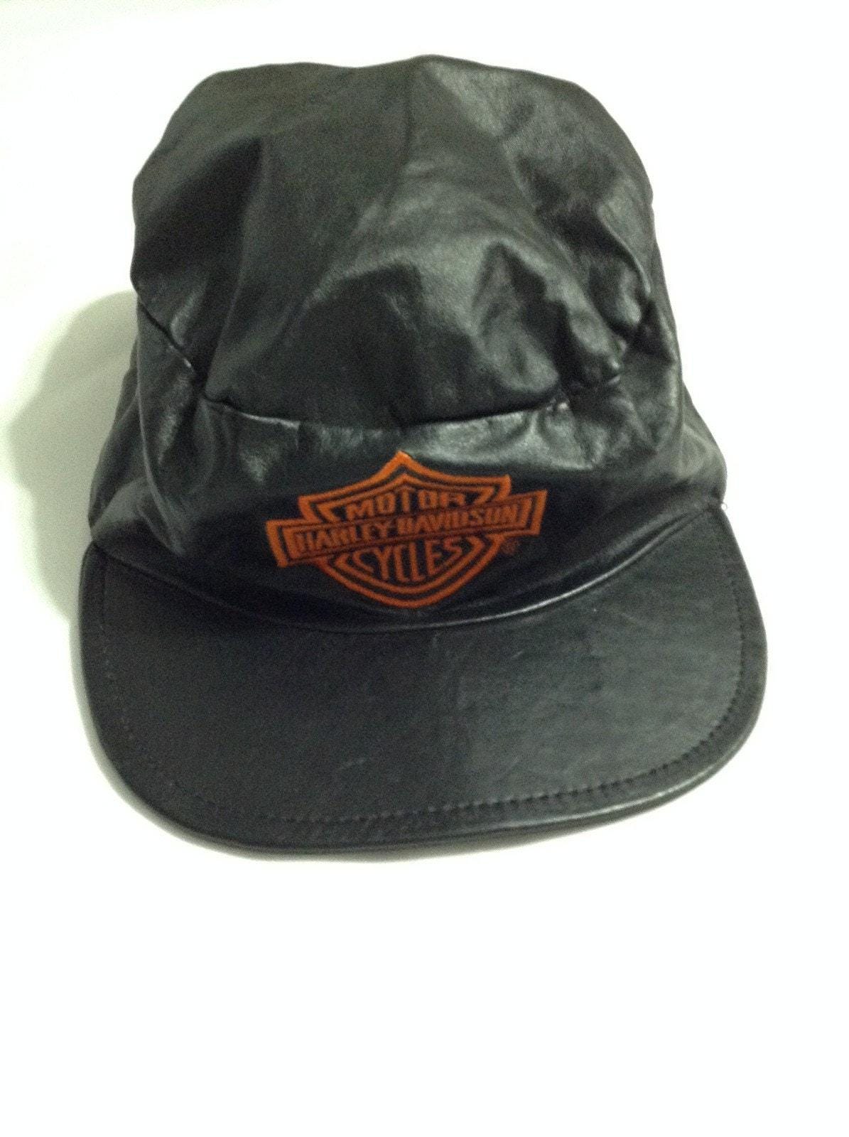 Vintage Leather Harley Davidson Cap Hat - Etsy