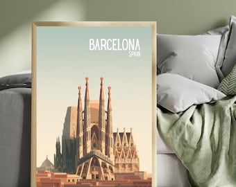 Barcelona Sagrada Familia Minimalist Travel Poster | Spain Wall Art | Modern Gallery Wall Decor | ThePaperAtlasCoShop