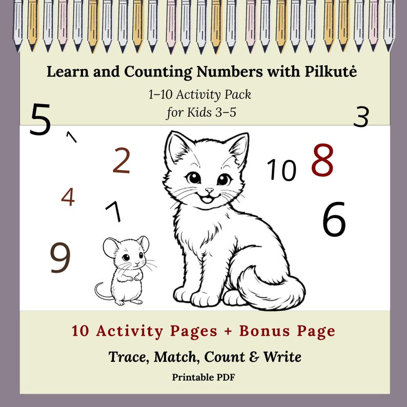Counting Activity Pack. Numbers 1-10. for Kids 3–5. (digital Download ...