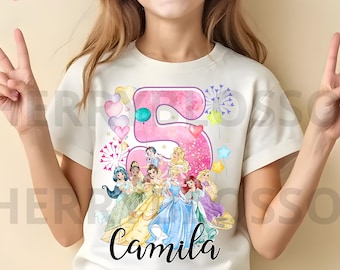 Chemise d'anniversaire de princesse personnalisée, t-shirts de famille personnalisés DV101